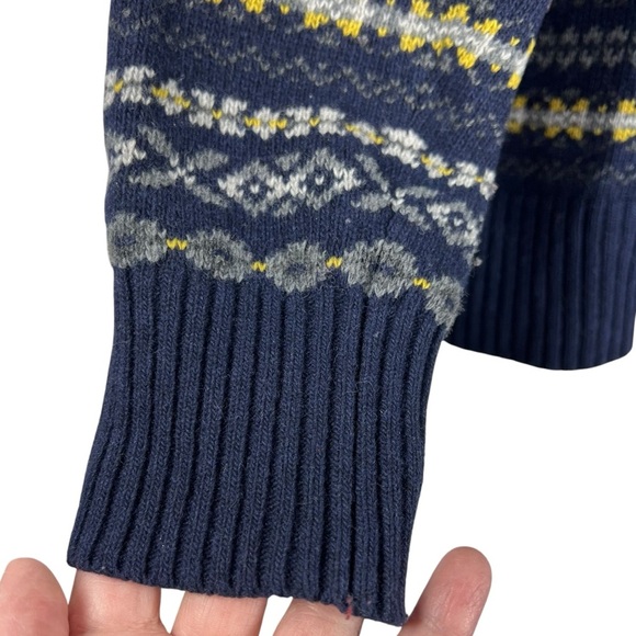 BANANA REPUBLIC Navy Fair Isle Merino Wool Blend Sweater Men's Size Medium - Picture 6 of 10
